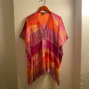 Tommy Bahama orange multicolor silk kaftan size M